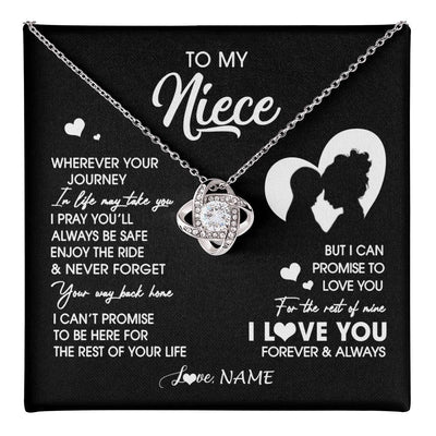 Love Knot Necklace 14K White Gold Finish | 1 | Personalized To My Niece Necklace From Aunt Auntie Wherever Your Journey Niece Birthday Gifts Jewelry Graduation Christmas Customized Gift Box Message Card | teecentury