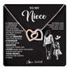 Interlocking Hearts Necklace Stainless Steel & Rose Gold Finish | 1 | Personalized To My Niece Necklace From Aunt Auntie You Are Always In Mine Beautiful Niece Jewelry Birthday Graduation Christmas With Gift Box Message Card | teecentury