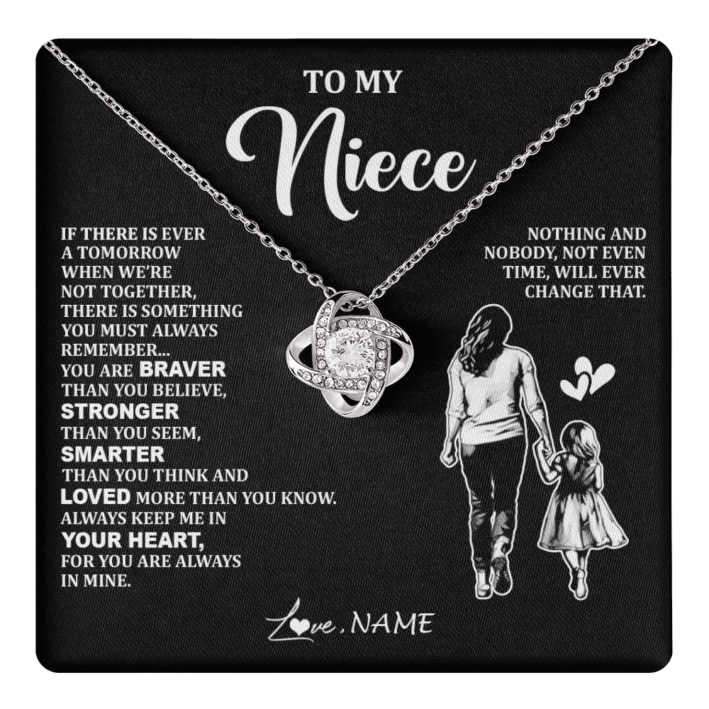 Love Knot Necklace 14K White Gold Finish | 1 | Personalized To My Niece Necklace From Aunt Auntie You Are Always In Mine Beautiful Niece Jewelry Birthday Graduation Christmas With Gift Box Message Card | teecentury