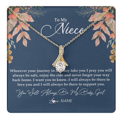 Alluring Beauty Necklace 18K Yellow Gold Finish | 1 | Personalized To My Niece Necklace From Aunt Auntie You Will Always Be My Baby Niece Jewelry Birthday Graduation Christmas Customized Gift Box Message Card | teecentury