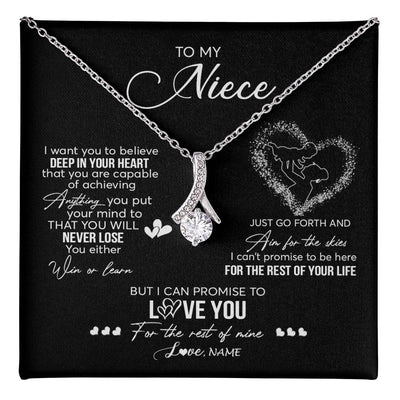 Alluring Beauty Necklace 14K White Gold Finish | 1 | Personalized To My Niece Necklace From Aunt Aunty Promise To Love You Niece Birthday Graduation Christmas Pendant Customized Gift Box Message Card | teecentury