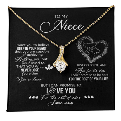 Alluring Beauty Necklace 18K Yellow Gold Finish | 1 | Personalized To My Niece Necklace From Aunt Aunty Promise To Love You Niece Birthday Graduation Christmas Pendant Customized Gift Box Message Card | teecentury
