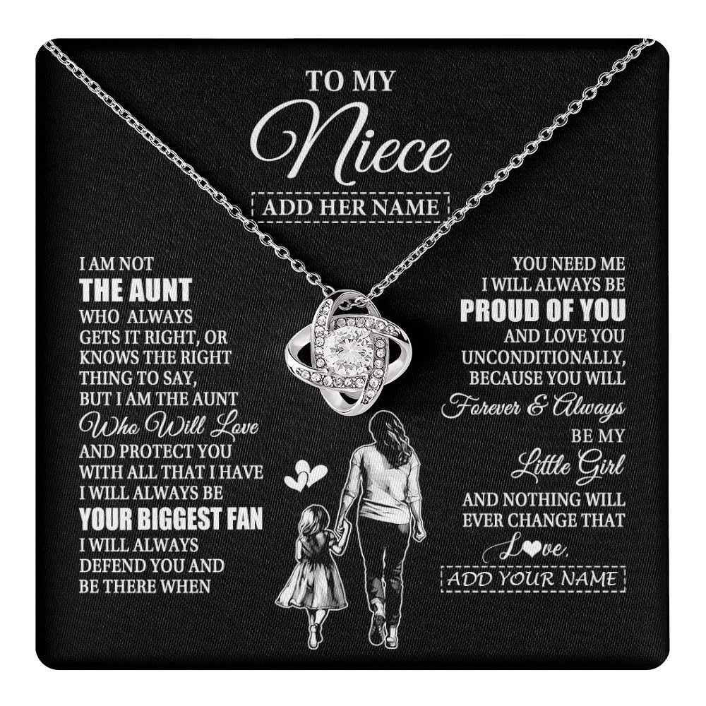 Love Knot Necklace 14K White Gold Finish | 1 | Personalized To My Niece Necklace From Aunt Biggest Fan Birthday Gifts For Niece From Aunt Auntie Niece Graduation Christmas Customized Gift Box Message Card | teecentury.myshopify