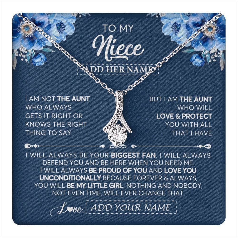 Alluring Beauty Necklace 14K White Gold Finish | 1 | Personalized To My Niece Necklace From Aunt Proud Of You Birthday Gifts For Niece Jewelry Gifts Graduation Christmas Customized Gift Box Message Card | https://teecentury.