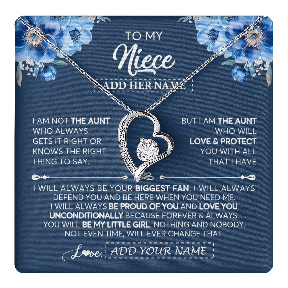 Forever Love Necklace 14K White Gold Finish | 1 | Personalized To My Niece Necklace From Aunt Proud Of You Birthday Gifts For Niece Jewelry Gifts Graduation Christmas Customized Gift Box Message Card | https://teecentury.