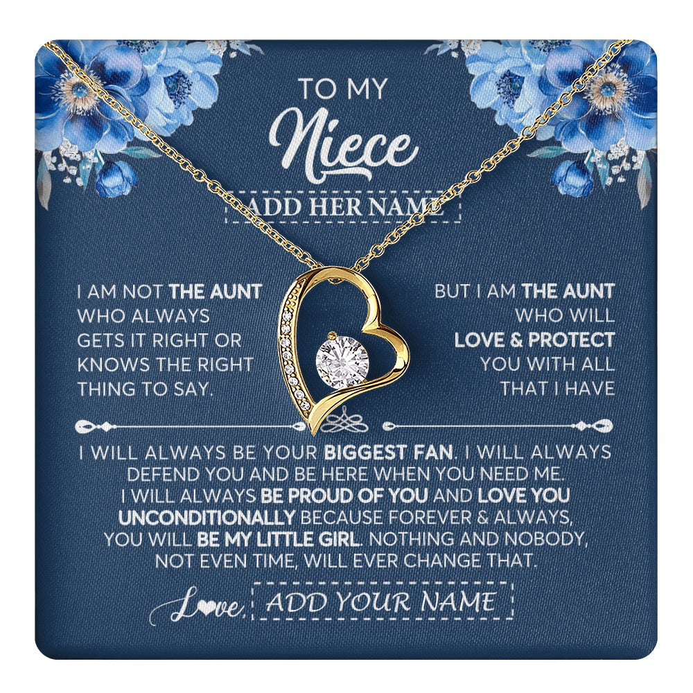 Forever Love Necklace 18K Yellow Gold Finish | 1 | Personalized To My Niece Necklace From Aunt Proud Of You Birthday Gifts For Niece Jewelry Gifts Graduation Christmas Customized Gift Box Message Card | https://teecentury.