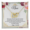 Interlocking Hearts Necklace 18K Yellow Gold Finish | 1 | Personalized To My Niece Necklace From Aunt There Was A Little Girl Niece Birthday Gifts Jewelry Graduation Christmas Customized Gift Box Message Card | teecentury