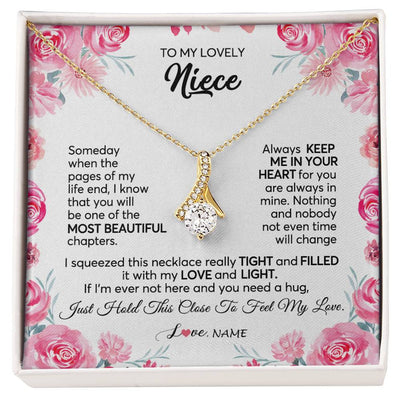 Alluring Beauty Necklace 18K Yellow Gold Finish | 1 | Personalized To My Niece Necklace From Aunt Uncle Always Keep Me in Your Heart Niece Jewelry Pendant Birthday Graduation Christmas Customized Message Card | teecentury
