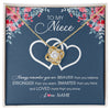 Love Knot Necklace 18K Yellow Gold Finish | Personalized To My Niece Necklace From Aunt Uncle Auntie Braver Stronger Smarter Loved Niece Pendant Jewelry Birthday Christmas Customized Message Card | teecentury