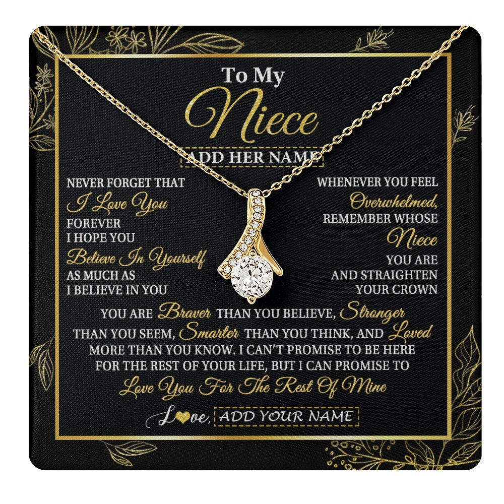 Alluring Beauty Necklace 18K Yellow Gold Finish | 1 | Personalized To My Niece Necklace From Aunt Uncle Auntie I Love You Gift For My Niece Birthday Gifts Graduation Christmas Customized Gift Box Message Card | teecentury.myshopify