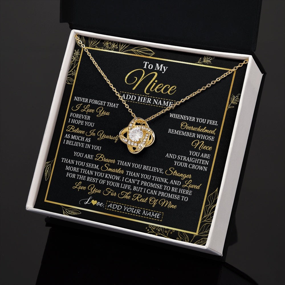 Love Knot Necklace 18K Yellow Gold Finish | 2 | Personalized To My Niece Necklace From Aunt Uncle Auntie I Love You Gift For My Niece Birthday Gifts Graduation Christmas Customized Gift Box Message Card | teecentury.myshopify