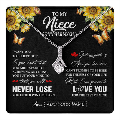 Alluring Beauty Necklace 14K White Gold Finish | 1 | Personalized To My Niece Necklace From Aunt Uncle Auntie You Will Never Lose Sunflower Niece Birthday Gifts Graduation Christmas Custom Gift Box Message Card | teecentury.myshopify