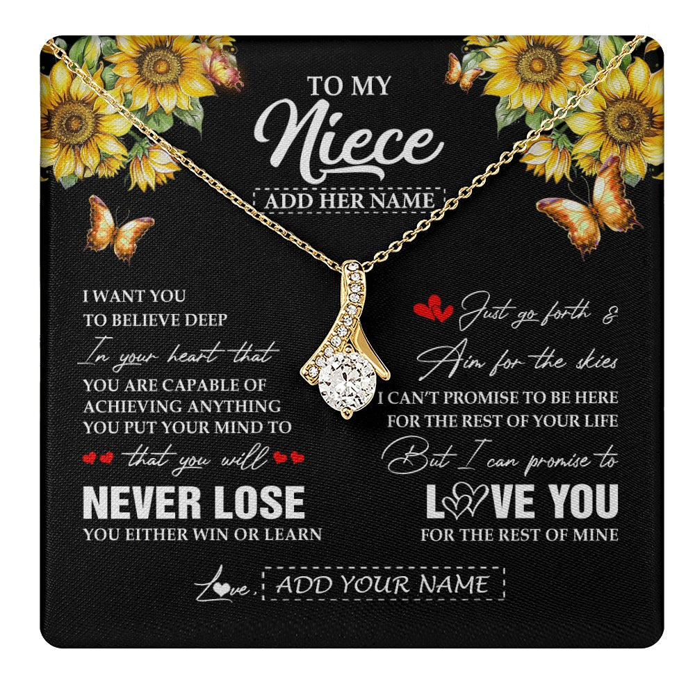 Alluring Beauty Necklace 18K Yellow Gold Finish | 1 | Personalized To My Niece Necklace From Aunt Uncle Auntie You Will Never Lose Sunflower Niece Birthday Gifts Graduation Christmas Custom Gift Box Message Card | teecentury.myshopify