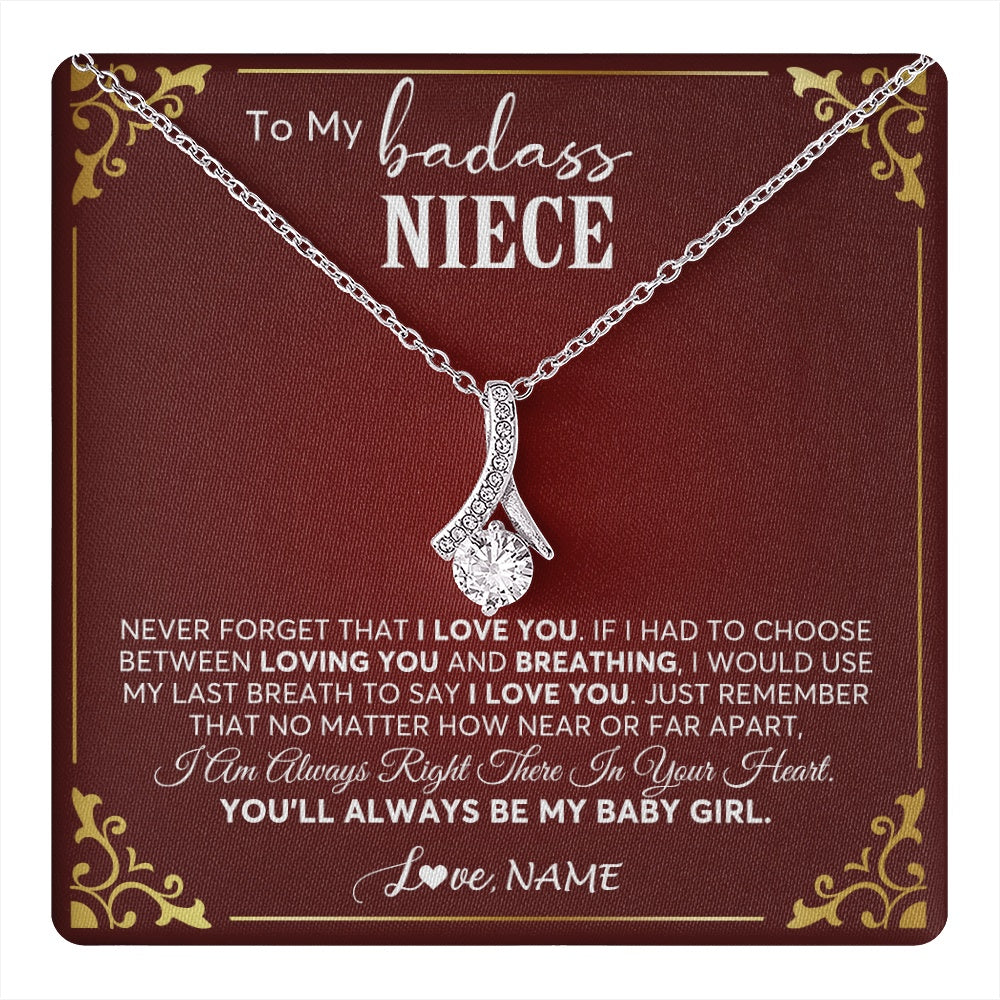 Alluring Beauty Necklace 14K White Gold Finish | 1 | Personalized To My Niece Necklace From Aunt Uncle Auntie You'll Always Be My Niece Birthday Christmas Jewelry Customized Gift Box Message Card | teecentury.myshopify