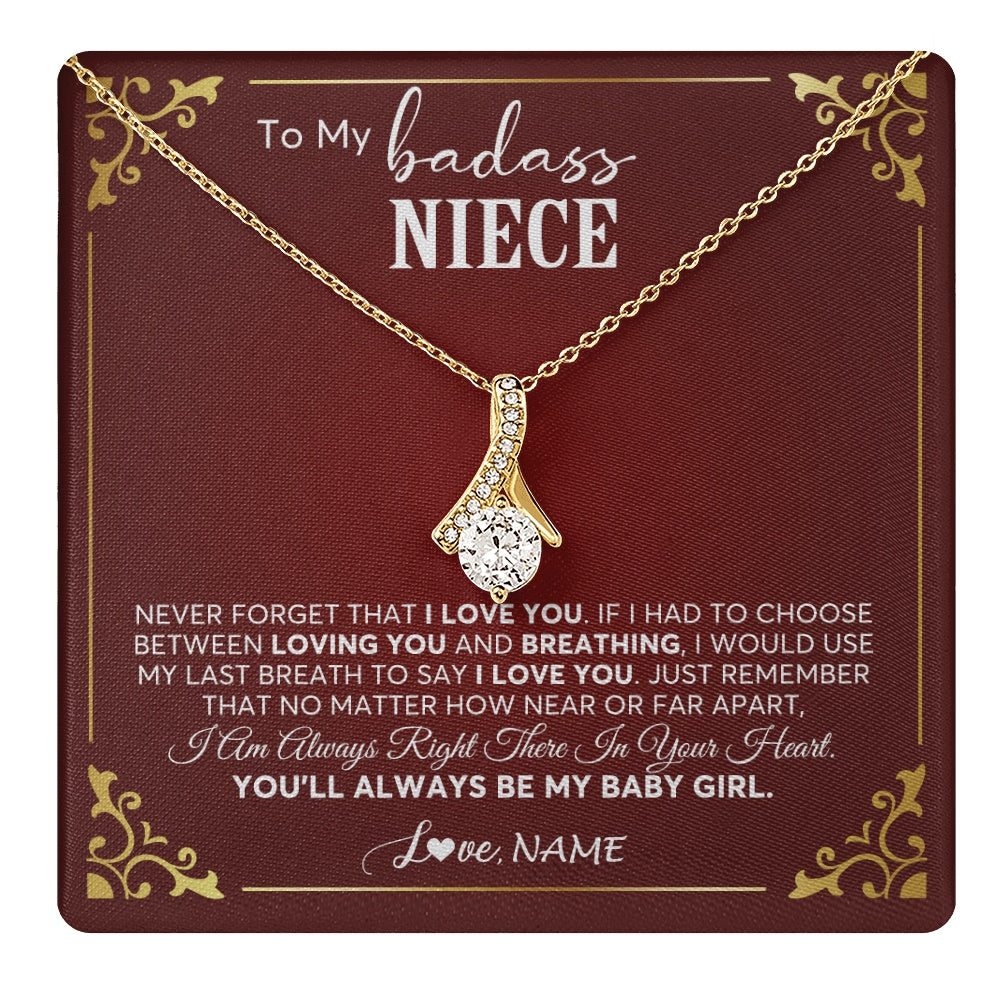 Alluring Beauty Necklace 18K Yellow Gold Finish | 1 | Personalized To My Niece Necklace From Aunt Uncle Auntie You'll Always Be My Niece Birthday Christmas Jewelry Customized Gift Box Message Card | teecentury.myshopify