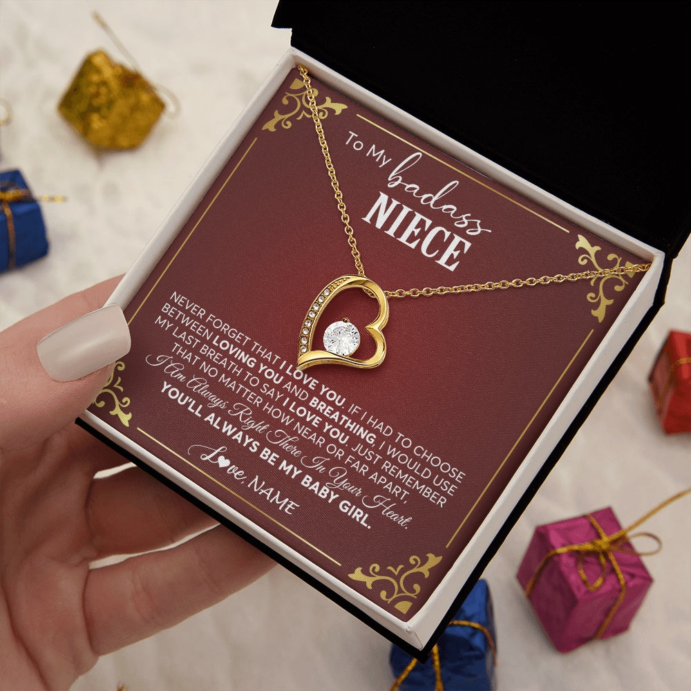 Forever Love Necklace 18K Yellow Gold Finish | 2 | Personalized To My Niece Necklace From Aunt Uncle Auntie You'll Always Be My Niece Birthday Christmas Jewelry Customized Gift Box Message Card | teecentury.myshopify