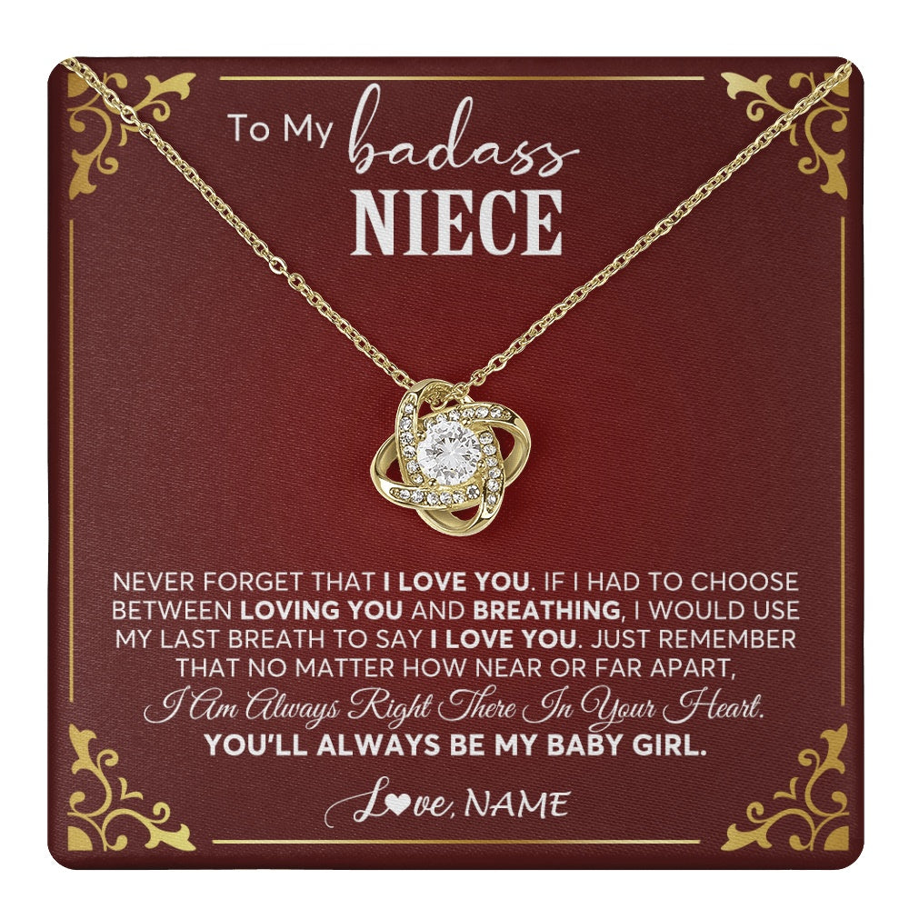 Love Knot Necklace 18K Yellow Gold Finish | 1 | Personalized To My Niece Necklace From Aunt Uncle Auntie You'll Always Be My Niece Birthday Christmas Jewelry Customized Gift Box Message Card | teecentury.myshopify