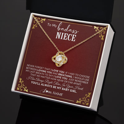 Love Knot Necklace 18K Yellow Gold Finish | 2 | Personalized To My Niece Necklace From Aunt Uncle Auntie You'll Always Be My Niece Birthday Christmas Jewelry Customized Gift Box Message Card | teecentury.myshopify