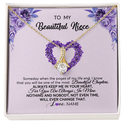 Alluring Beauty Necklace 18K Yellow Gold Finish | Personalized To My Niece Necklace From Aunt Uncle Flower Always Keep Me In Your Heart Niece Jewelry Birthday Christmas Customized Gift Box Message Card | teecentury
