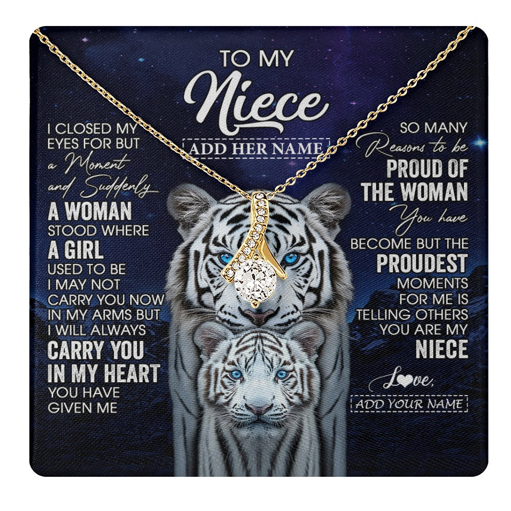 Alluring Beauty Necklace 18K Yellow Gold Finish | 1 | Personalized To My Niece Necklace From Aunt Uncle I Close My Eyes White Tiger Niece Birthday Gift Graduation Christmas Custom Gift Box Message Card | https://teecentury.