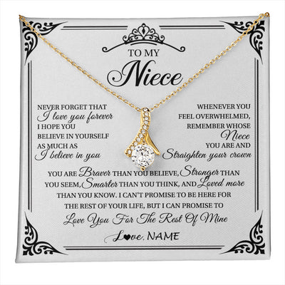 Alluring Beauty Necklace 18K Yellow Gold Finish | 1 | Personalized To My Niece Necklace From Aunt Uncle I Love You Forever Niece Birthday Valentines Day Graduation Christmas Customized Gift Box Message Card | teecentury