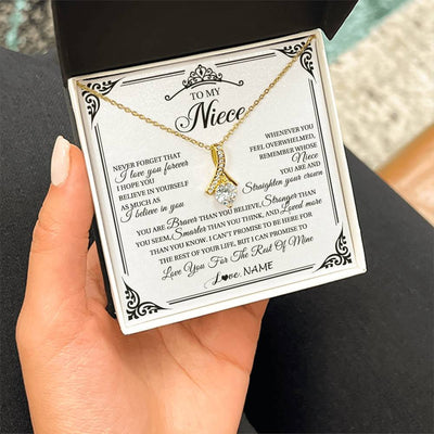 Alluring Beauty Necklace 18K Yellow Gold Finish | 2 | Personalized To My Niece Necklace From Aunt Uncle I Love You Forever Niece Birthday Valentines Day Graduation Christmas Customized Gift Box Message Card | teecentury