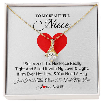 Alluring Beauty Necklace 18K Yellow Gold Finish | 1 | Personalized To My Niece Necklace From Aunt Uncle I Squeezed This Necklace Niece Jewelry Pendant Birthday Graduation Christmas Customized Message Card | teecentury