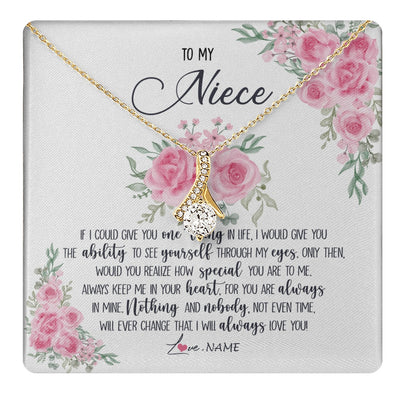 Alluring Beauty Necklace 18K Yellow Gold Finish | 1 | Personalized To My Niece Necklace From Aunt Uncle I Will Always Love You Niece Birthday Christmas Pendant Jewelry Customized Gift Box Message Card | https://teecentury.