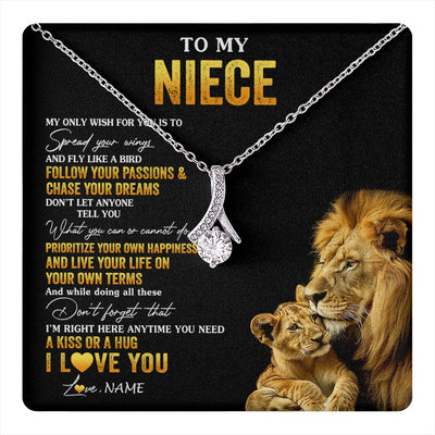 Alluring Beauty Necklace 14K White Gold Finish | 1 | Personalized To My Niece Necklace From Aunt Uncle Lion My Only Wish For You Niece Birthday Graduation Christmas Customized Gift Box Message Card | teecentury