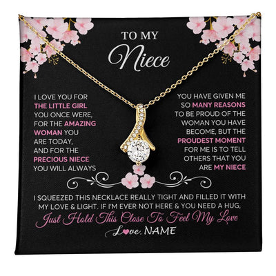 Alluring Beauty Necklace 18K Yellow Gold Finish | 1 | Personalized To My Niece Necklace From Aunt Uncle Love You Little Girl Niece Jewelry Birthday Jewelry Graduation Christmas Customized Gift Box Message Card | teecentury
