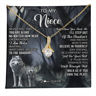 Alluring Beauty Necklace 18K Yellow Gold Finish | 1 | Personalized To My Niece Necklace From Aunt Uncle Never Feel That You Are Alone Wolf Niece Birthday Gifts Jewelry Christmas Customized Gift Box Message Card | teecentury