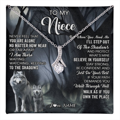 Alluring Beauty Necklace 14K White Gold Finish | 1 | Personalized To My Niece Necklace From Aunt Uncle Never Feel That You Are Alone Wolf Niece Birthday Gifts Jewelry Christmas Customized Gift Box Message Card | teecentury