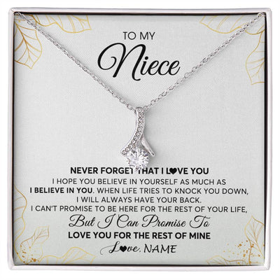 Alluring Beauty Necklace | Personalized To My Niece Necklace From Aunt Uncle Never Forget That I Love You Niece Birthday Graduation Christmas Customized Gift Box Message Card | teecentury
