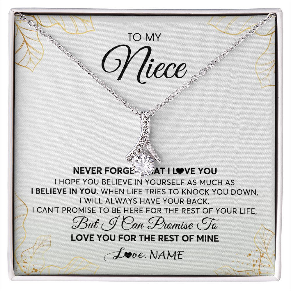 Alluring Beauty Necklace | Personalized To My Niece Necklace From Aunt Uncle Never Forget That I Love You Niece Birthday Graduation Christmas Customized Gift Box Message Card | teecentury