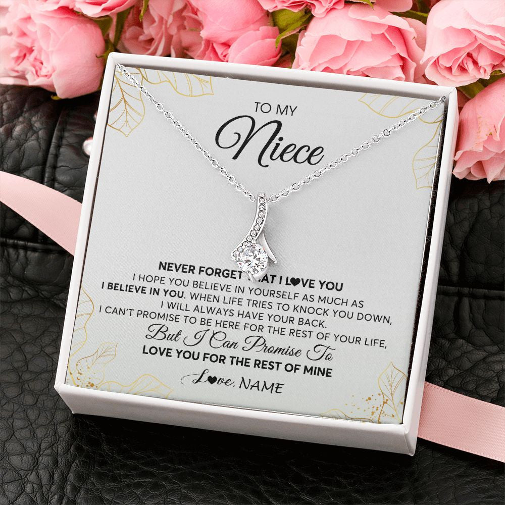 Alluring Beauty Necklace | Personalized To My Niece Necklace From Aunt Uncle Never Forget That I Love You Niece Birthday Graduation Christmas Customized Gift Box Message Card | teecentury