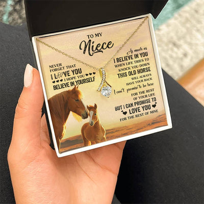 Alluring Beauty Necklace 18K Yellow Gold Finish | 2 | Personalized To My Niece Necklace From Aunt Uncle This Old Horse Love You Niece Birthday Gifts Jewelry Graduation Christmas Customized Gift Box Message Card | teecentury