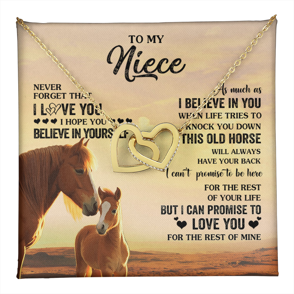 Interlocking Hearts Necklace 18K Yellow Gold Finish | 1 | Personalized To My Niece Necklace From Aunt Uncle This Old Horse Love You Niece Birthday Gifts Jewelry Graduation Christmas Customized Gift Box Message Card | teecentury
