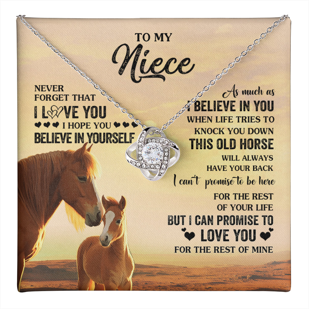 Love Knot Necklace 14K White Gold Finish | 1 | Personalized To My Niece Necklace From Aunt Uncle This Old Horse Love You Niece Birthday Gifts Jewelry Graduation Christmas Customized Gift Box Message Card | teecentury