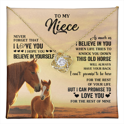 Love Knot Necklace 18K Yellow Gold Finish | 1 | Personalized To My Niece Necklace From Aunt Uncle This Old Horse Love You Niece Birthday Gifts Jewelry Graduation Christmas Customized Gift Box Message Card | teecentury