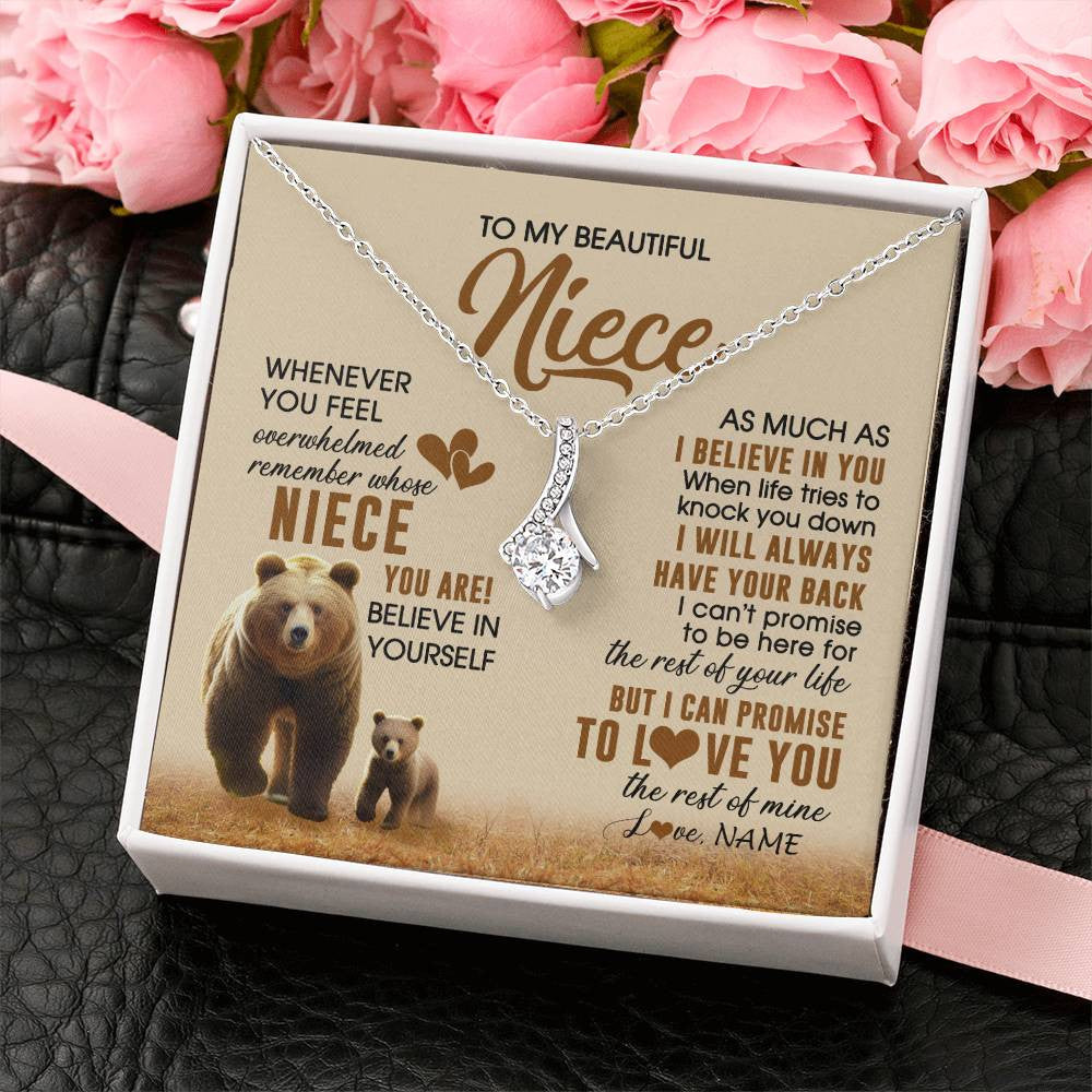 Alluring Beauty Necklace 14K White Gold Finish | 2 | Personalized To My Niece Necklace From Aunt Uncle Whenever You Feel Bear Niece Birthday Gifts Gifts Graduation Christmas Customized Gift Box Message Card | teecentury