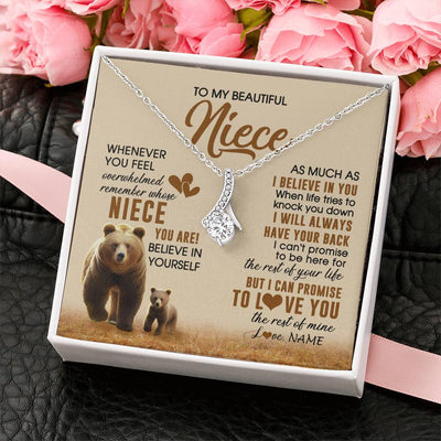 Alluring Beauty Necklace 14K White Gold Finish | 2 | Personalized To My Niece Necklace From Aunt Uncle Whenever You Feel Bear Niece Birthday Gifts Gifts Graduation Christmas Customized Gift Box Message Card | teecentury