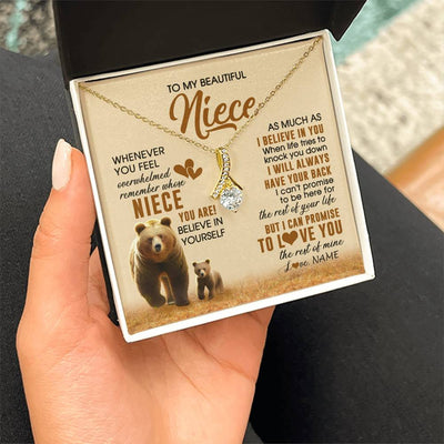 Alluring Beauty Necklace 18K Yellow Gold Finish | 2 | Personalized To My Niece Necklace From Aunt Uncle Whenever You Feel Bear Niece Birthday Gifts Gifts Graduation Christmas Customized Gift Box Message Card | teecentury