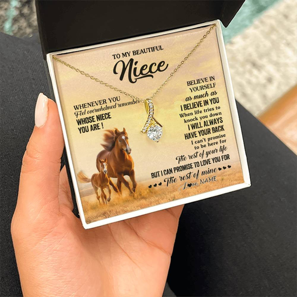 Alluring Beauty Necklace 18K Yellow Gold Finish | 2 | Personalized To My Niece Necklace From Aunt Uncle Whenever You Feel Horse Niece Birthday Gifts Jewelry Graduation Christmas Customized Gift Box Message Card | teecentury