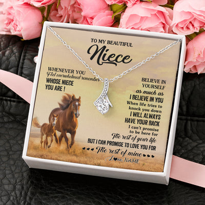 Alluring Beauty Necklace 14K White Gold Finish | 2 | Personalized To My Niece Necklace From Aunt Uncle Whenever You Feel Horse Niece Birthday Gifts Jewelry Graduation Christmas Customized Gift Box Message Card | teecentury