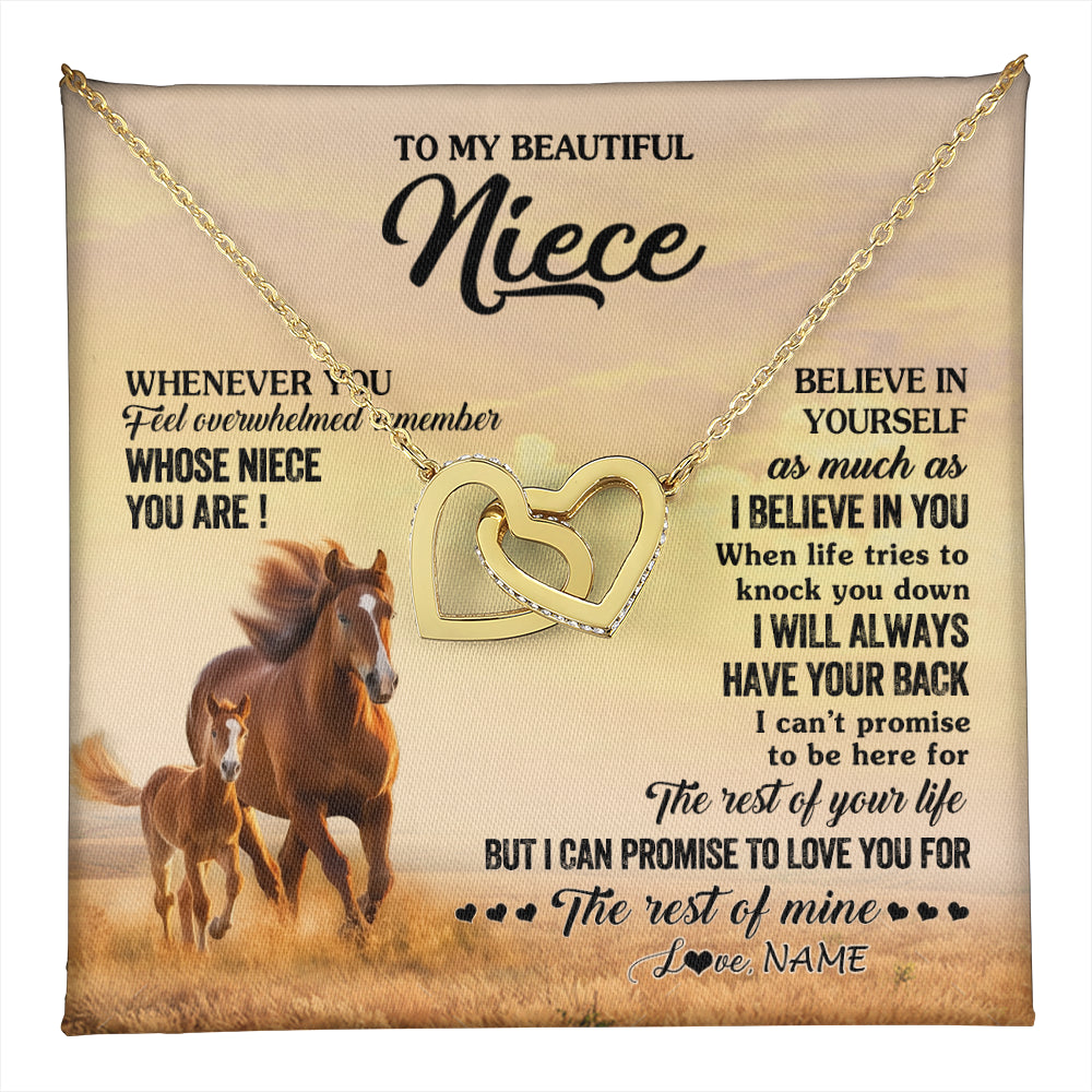Interlocking Hearts Necklace 18K Yellow Gold Finish | 1 | Personalized To My Niece Necklace From Aunt Uncle Whenever You Feel Horse Niece Birthday Gifts Jewelry Graduation Christmas Customized Gift Box Message Card | teecentury