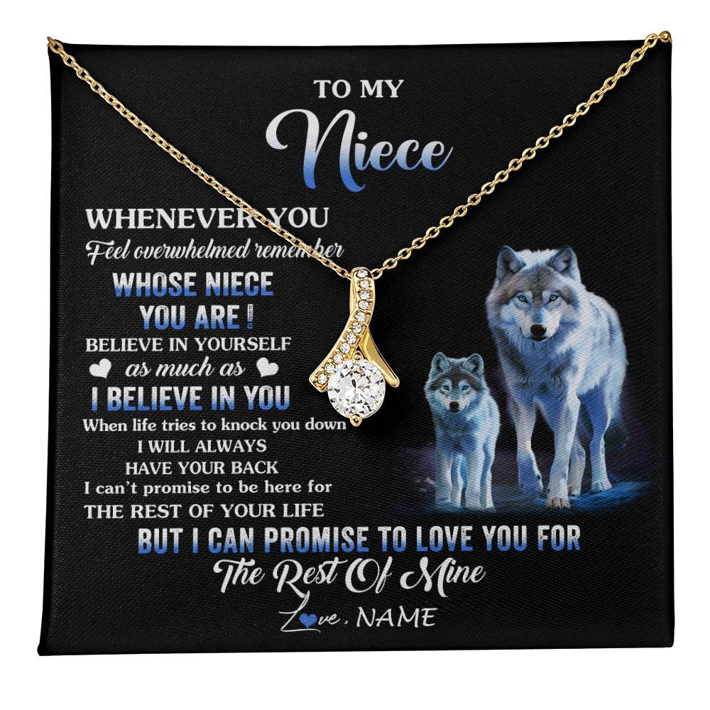 Alluring Beauty Necklace 18K Yellow Gold Finish | 1 | Personalized To My Niece Necklace From Aunt Uncle Whenever You Feel Wolf Niece Birthday Gifts Jewelry Graduation Christmas Customized Gift Box Message Card | teecentury