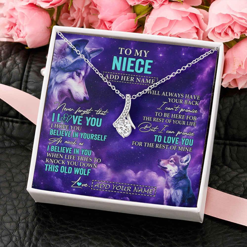 Alluring Beauty Necklace 14K White Gold Finish | 2 | Personalized To My Niece Necklace From Aunt Uncle Wolf Never Forget I Love You Niece Birthday Gifts Graduation Christmas Custom Gift Box Message Card Shirt & Hoodie | https://teecentury.