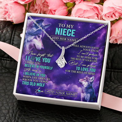 Alluring Beauty Necklace 14K White Gold Finish | 2 | Personalized To My Niece Necklace From Aunt Uncle Wolf Never Forget I Love You Niece Birthday Gifts Graduation Christmas Custom Gift Box Message Card Shirt & Hoodie | https://teecentury.