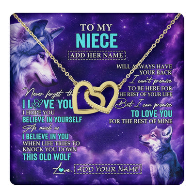 Interlocking Hearts Necklace 18K Yellow Gold Finish | 1 | Personalized To My Niece Necklace From Aunt Uncle Wolf Never Forget I Love You Niece Birthday Gifts Graduation Christmas Custom Gift Box Message Card Shirt & Hoodie | https://teecentury.