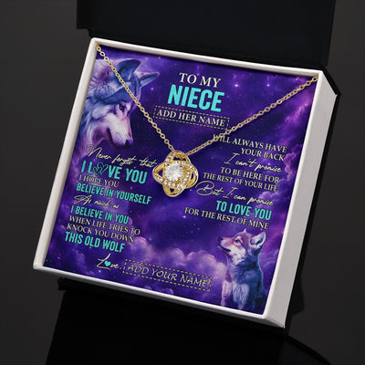 Love Knot Necklace 18K Yellow Gold Finish | 2 | Personalized To My Niece Necklace From Aunt Uncle Wolf Never Forget I Love You Niece Birthday Gifts Graduation Christmas Custom Gift Box Message Card Shirt & Hoodie | https://teecentury.